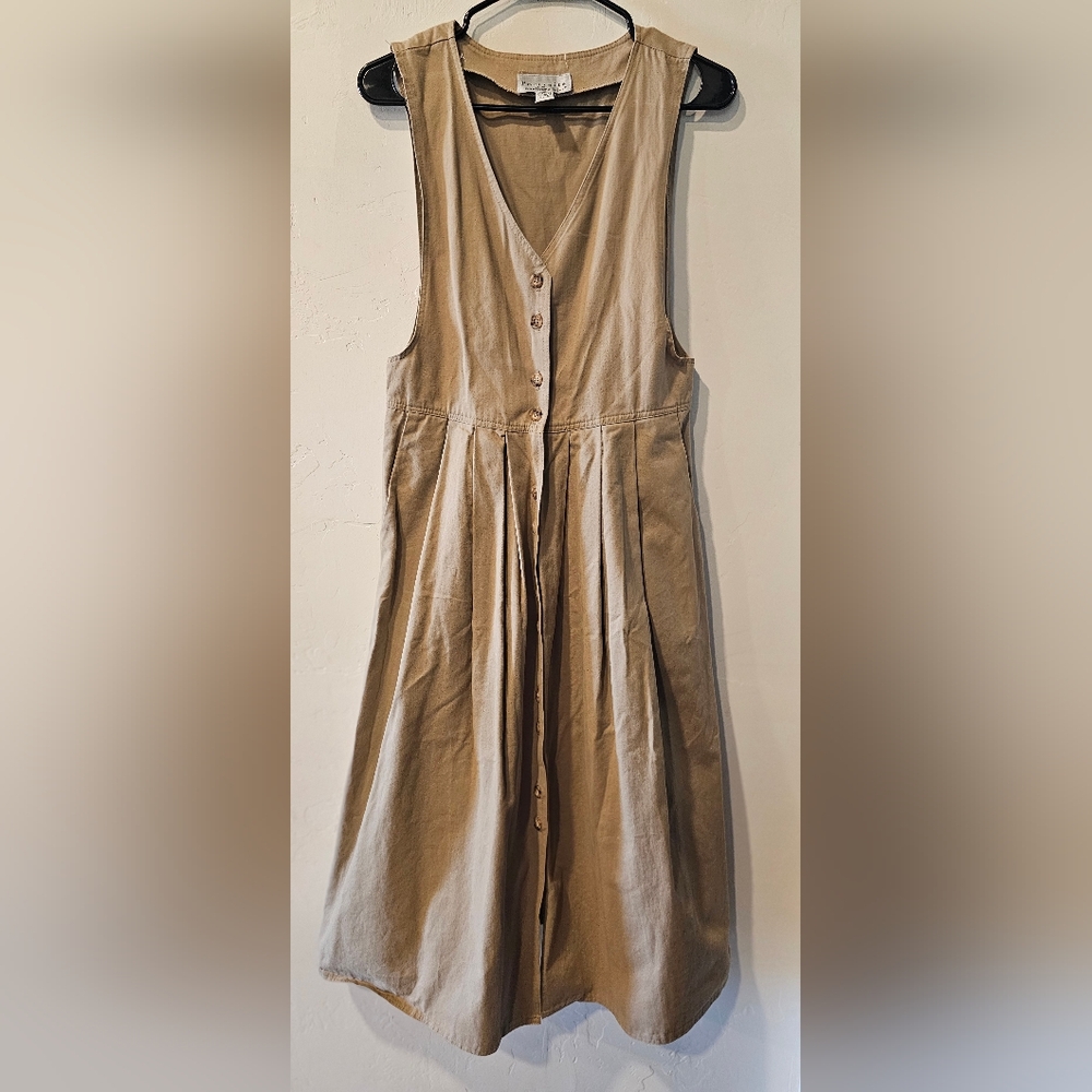 Stylish Tan Button-Up Dress